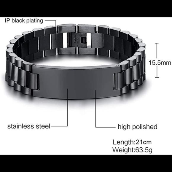 Masculine Daddy Watch Band Stainless Steel Link Bracelet Personalized Engraved - Picture 3 of 5